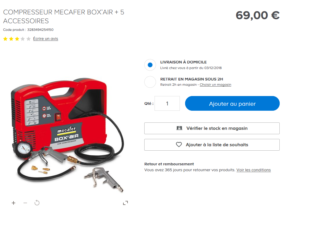 Compresseur Mecafer Box'air + 5 accessoires