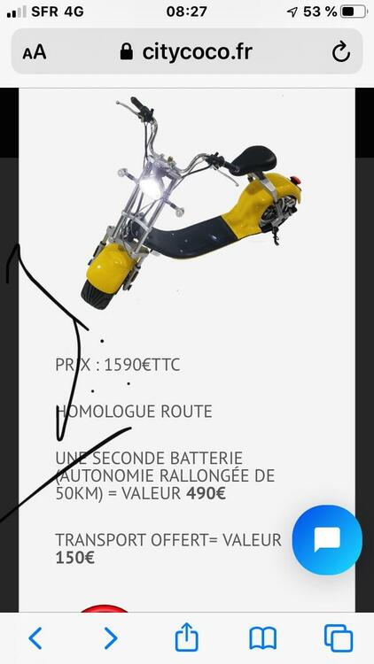 Citycoco Scooter électrique  Gamme complète Harley, Caigiees.png
