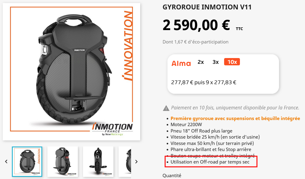 Coque protection carte-mère pour gyroroue Inmotion V11